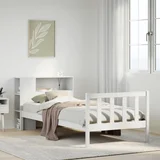 vidaXL Knjižna postelja brez ležišča bela 90x200 cm trdna borovina