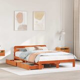 Maison Chic Posteljni okvir - Dvoposteljna postelja - Zakonska postelja brez vzmetnice voščeno rjava 140x200 cm trdna borovina-J2871, (21759141) | Shoptok.si