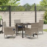  Set stola i stolica 5 pcs Siva i tamnoplava PE ratan | shoptok.hr