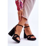 Boto Suede Square Heel Sandals Black Powerful | Shoptok.si