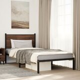 Maison Chic Kovinski Posteljni okvir - Dvoposteljna postelja - Zakonska postelja brez vzmetnice rjavi hrast 107x203 cm, (21695187) | Shoptok.si