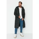 Trendyol Black Men's Oversize Removable Hooded Maxi Windproof Jacket