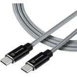 TACTICAL Taktični Aramid ekstra močan kabel USB-C/USB-C 100W 20V/5A - 1m - Siva | Shoptok.si