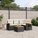 Maison Chic Seti vrtnega pohištva - Vrtna garnitura - Vrtni pohištvo set 5-delna z blazinami črn poli ratan, (21817643) | Shoptok.si
