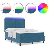  Postelja s pomičnim vzmetenjem in vzmetnico ter LED osvetlitvijo temno modra 160x200 cm žamet, (22050286) | Shoptok.si