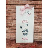  Unikatno Vabilo za krst z medvedkom in pentljico, roza REK104 | Shoptok.si