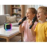  Karaoke set z zvočnikom, dvema mikrofonoma, LED lučkami, črne barve | Shoptok.si