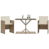  3-dijelni bistro set s jastucima bež od poliratana | shoptok.hr