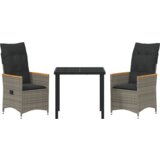 vidaXL 3-dijelni set vrtne blagovaonice s jastučićima sivi poli ratan | shoptok.hr