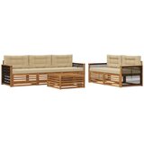 vidaXL Zunanja garnitura za sedenje z blazino 6 pcs Naravna in bež, (5000282112) | Shoptok.si