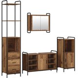  Set ormarića za kupaonicu 4 kom. Staro drvo 40 x 36 x 200 5 cm - Staro drvo Ormar ispod sudopera (1 vrata i 2 police) + viseći o | shoptok.hr
