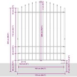 vidaXL Ograjni panel z bodicami Set 3 Siva Prašno lakirano jeklo | Shoptok.si