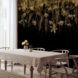  Foto tapeta - Nature landscape - black abstract nature motif with flowers in sepia 100x70 | shoptok.hr