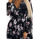 numoco basic Pleated midi dress with neckline, long sleeves and tie at the waist Numoco | Shoptok.si