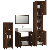  4-dijelni set kupaonskog namještaja boja smeđeg hrasta drveni | shoptok.hr