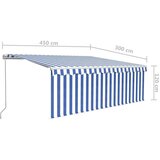 vidaXL Ročno zložljiva tenda s senčilom 4,5x3 m modra in bela | Shoptok.si