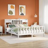 vidaXL Knjižna postelja brez vzmetnice bela 200x200 cm trdna borovina Cene