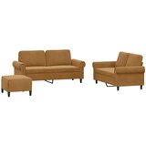  3-dijelni set sofa s jastucima smeđi baršunasti | shoptok.hr