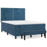  The Living Store Box spring postelja z vzmetnico temno modra 140x190cm žamet - Box Spring Postelja, (21488326) | Shoptok.si