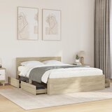  Okvir za krevet s uzglavljem boja hrasta 120x200 cm drveni | shoptok.hr