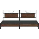 Metalni Kovinski posteljni okvir brez vzmetnice rjavi hrast 200x200 cm, (21829690) | Shoptok.si
