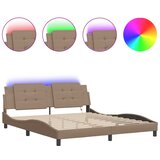 vidaXL Posteljni okvir z LED lučkami kapučino 180x200 cm umetno usnje, (21112529) | Shoptok.si