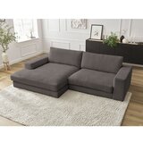 Bobochic Paris Sivorjava kotna sedežna garnitura iz rebrastega žameta (levi kot/z ležalnikom) Leonard – | Shoptok.si