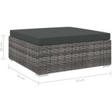  Sekcijski stolček za noge 1 kos z blazino poli ratan siv, (20660194) | Shoptok.si