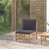  Srednja vrtna sofa od bambusa s tamnosivim jastucima | shoptok.hr