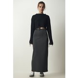 Happiness İstanbul Women's Anthracite Basic Long Skirt cene