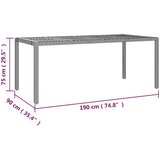  7-dijelni vrtni bistro set od poliratana s jastucima sivi - 190 x 90 x 75 cm Bez naslona za noge 6 | shoptok.hr