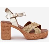 Zazoo Leather Heeled Sandals With Braided Straps | Shoptok.si