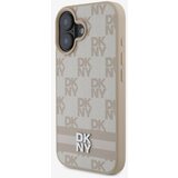 Dkny PU Leather Checkered Pattern and Stripe Zadní Kryt pro iPhone 16 Pink Ovitek za telefon Vijolična | Shoptok.si