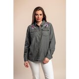 Fenzy Plus Size Traper Košulja S Vezom, Siva | shoptok.hr