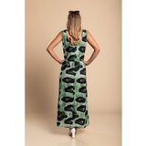 Fenzy Maxi Obleka Z Leopardjim Potiskom, Zelena | Shoptok.si