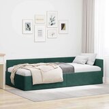 vidaXL Kotna postelja Temno zelena 80 x 200 cm Samet in sodobno leseno | Shoptok.si