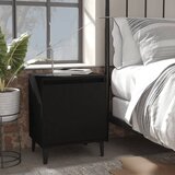Furnova Nočna omarica s kovinskimi nogami črna 40x30x50 cm, (21926292) | Shoptok.si