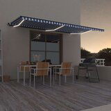  Tenda na ručno uvlačenje s LED svjetlom 600x350 cm plavo-bijela Cijene
