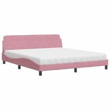 Krevet s madracem Dover ružičasti 180x200 cm baršunasti | Eponuda.com