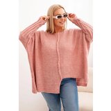 Kesi Włoski Women's Plus Size sweater with acrylic in a loose fit and 3/4 sleeve dark pink Cijene