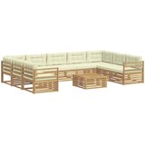  Set vanjskih sofa s jastukom 10 pcs Bijela i krem Poliester | shoptok.hr