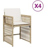 vidaXL Vrtni stoli z blazinami 4 kosi bež poli ratan | Shoptok.si