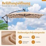 Vrt Pravokutni suncobran s postoljem, LED svjetlima i ručicom, rotirajući za 360°, konzolni suncobran, smeđi | shoptok.hr