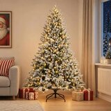  Umjetno božićno drvce s nogom 210 cm 300 LED lampica - Bijela 210 cm s LED svjetlima | shoptok.hr