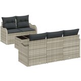  6-delni vrtni kavč set s blazinami svetlo sivega poli ratana | Shoptok.si