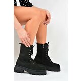 Fox Shoes Women's Black Suede Lace-Up Ankle Boots Cene