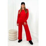 Kesi Cotton set Sweatshirt + Trousers with wide legs red Cene