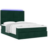  Ottoman krevet s madracima i LED diodama tamnozeleni 140x190 cm baršun | shoptok.hr