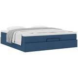 vidaXL Otomanski posteljni okvir z vzmetnico moder 180x200 cm blago | Shoptok.si