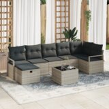  8-dijelna garnitura za vrt s jastučićima svjetlosiva Poly Rattan | shoptok.hr